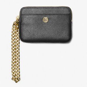 Medium Saffiano Leather Chain Card Case BLACK - NWT